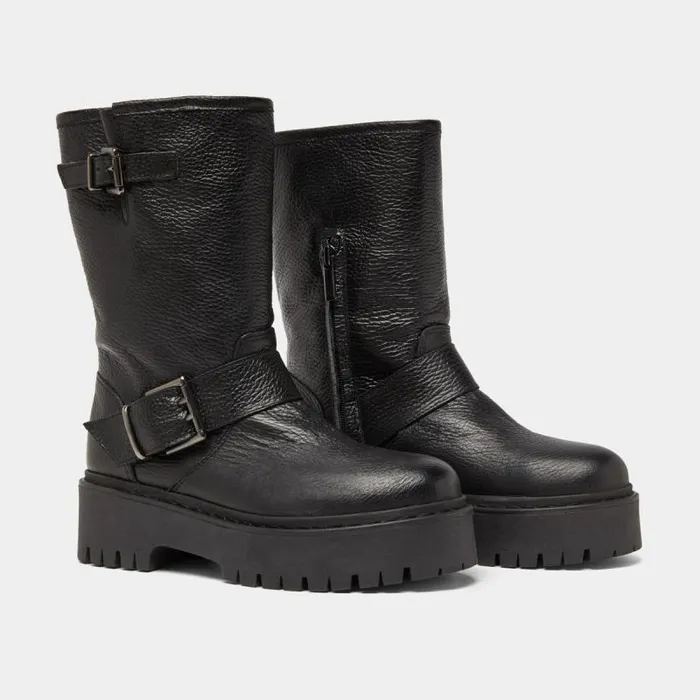 Women Boots With Buckles Black JONAK Boots Thighhigh Boots