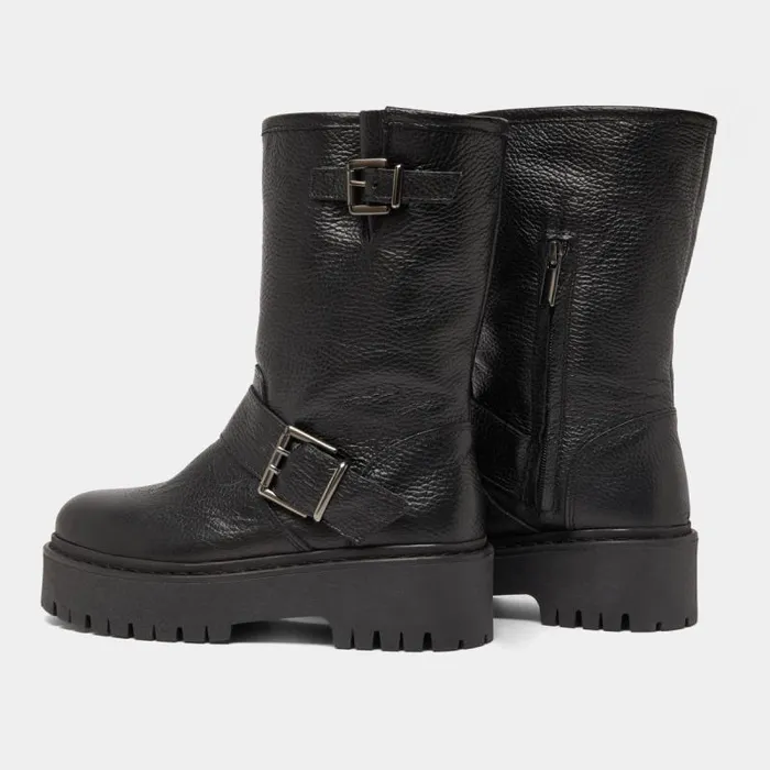 Women Boots With Buckles Black JONAK Boots Thighhigh Boots