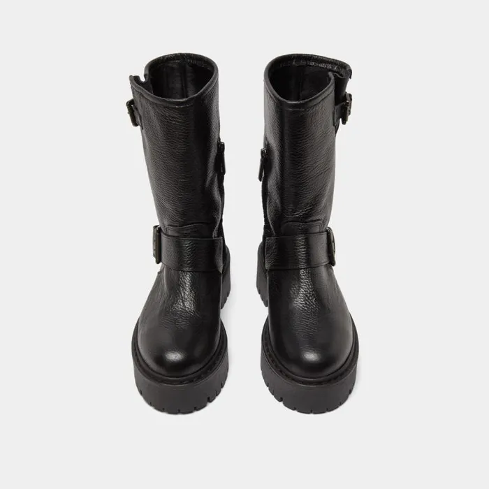 Women Boots With Buckles Black JONAK Boots Thighhigh Boots