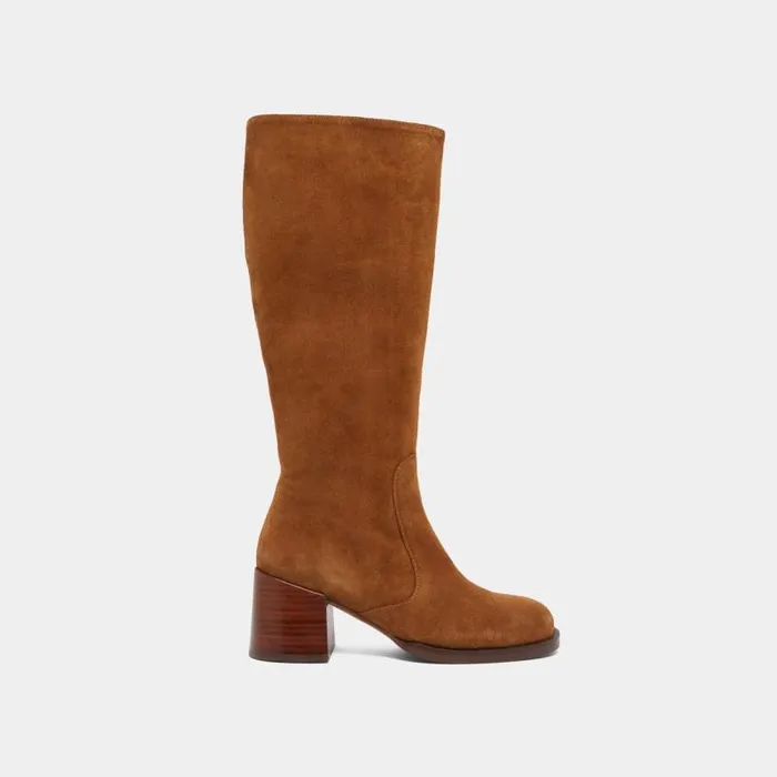 Women Boots With Heels And Rounded Toes Cognac JONAK Boots Thighhigh Boots