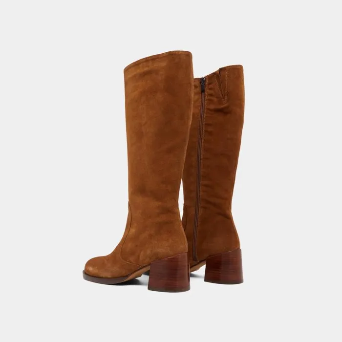 Women Boots With Heels And Rounded Toes Cognac JONAK Boots Thighhigh Boots