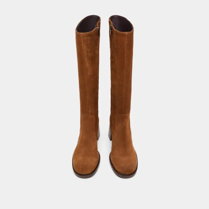 Women Boots With Heels And Rounded Toes Cognac JONAK Boots Thighhigh Boots