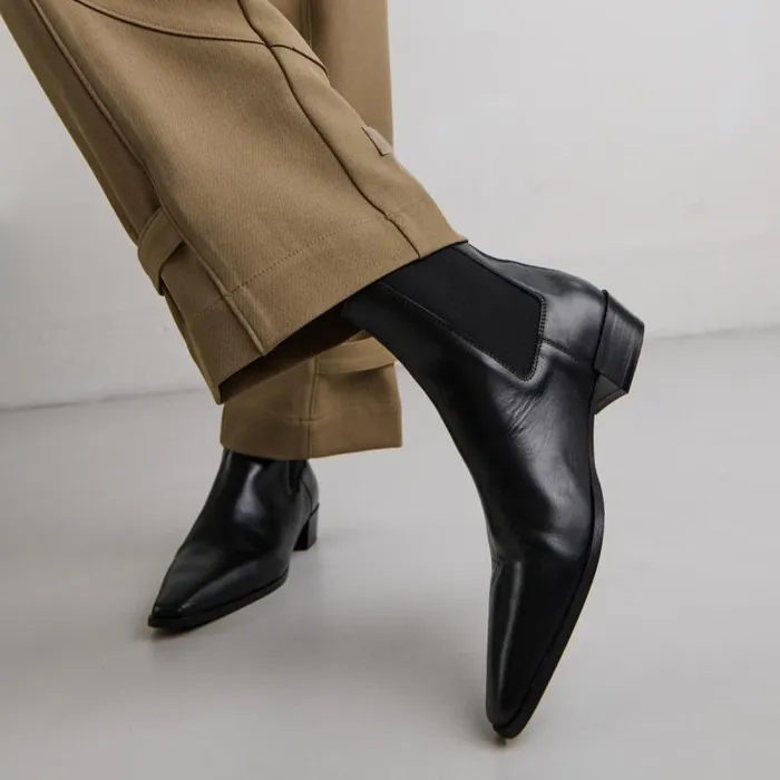 Women Boots With Slight Beveled Heels And Pointed Toes Black JONAK Ankle Boots Lowboots