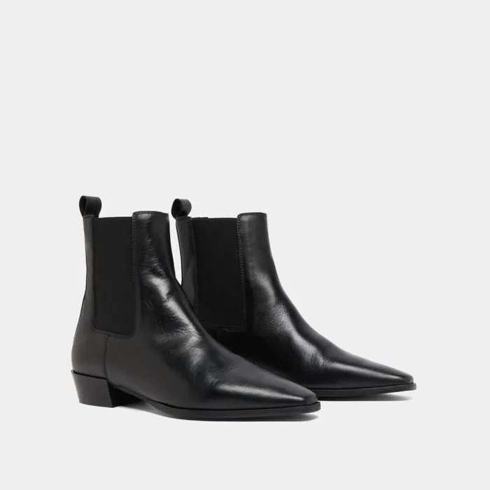 Women Boots With Slight Beveled Heels And Pointed Toes Black JONAK Ankle Boots Lowboots