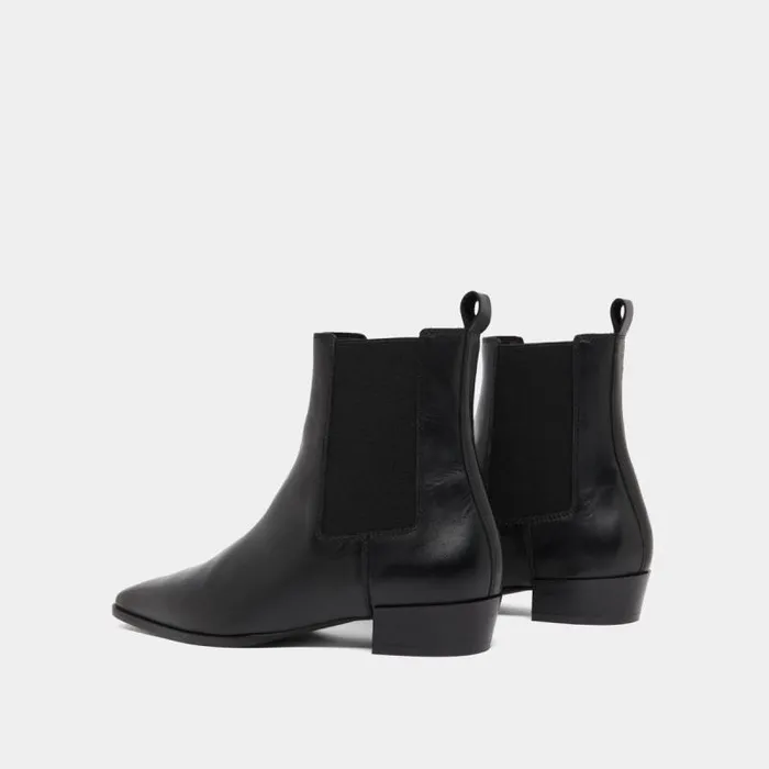 Women Boots With Slight Beveled Heels And Pointed Toes Black JONAK Ankle Boots Lowboots