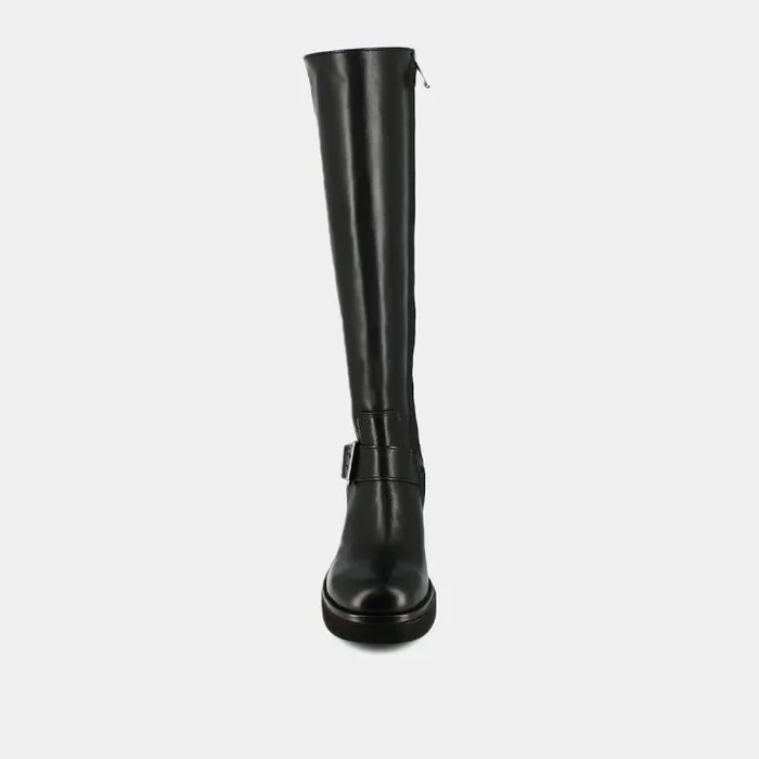 Women Boots With Thick Soles And Side Buckles Black JONAK Boots Thighhigh Boots