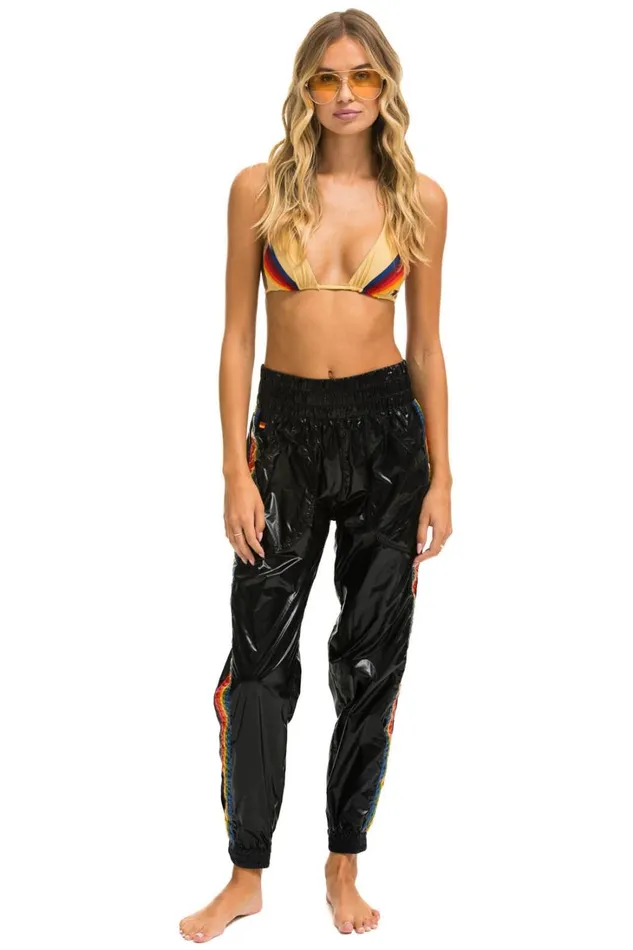 Women Bottoms Aviator Nation 5 STRIPE HI RISE WIND PANT 8211 BLACK Women Bottoms Aviator Nation 5 STRIPE HI RISE WIND PANT 8211 BLACK