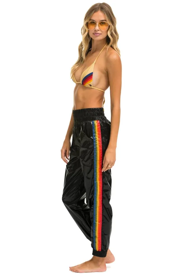Women Bottoms Aviator Nation 5 STRIPE HI RISE WIND PANT 8211 BLACK Women Bottoms Aviator Nation 5 STRIPE HI RISE WIND PANT 8211 BLACK