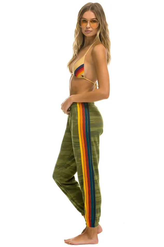 Women Bottoms Aviator Nation 5 STRIPE SWEATPANTS 8211 CAMO