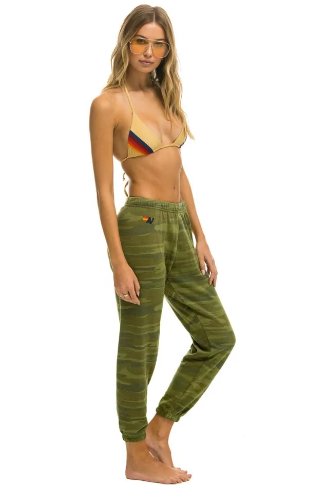 Women Bottoms Aviator Nation 5 STRIPE SWEATPANTS 8211 CAMO