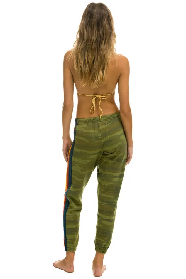 Women Bottoms Aviator Nation 5 STRIPE SWEATPANTS 8211 CAMO