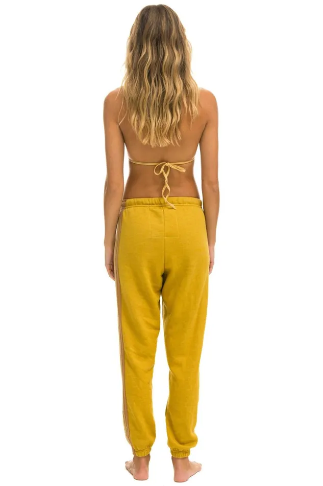 Women Bottoms Aviator Nation 5 STRIPE SWEATPANTS 8211 KHAKI TAN