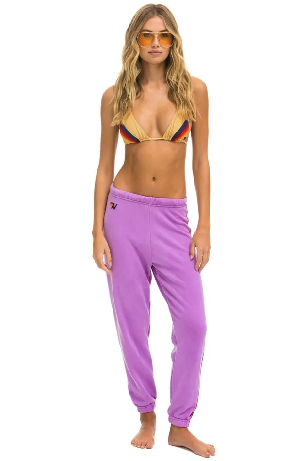 Women Bottoms Aviator Nation 5 STRIPE SWEATPANTS 8211 NEON PURPLE PINK PURPLE Women Bottoms Aviator Nation 5 STRIPE SWEATPANTS 8211 NEON PURPLE PINK PURPLE