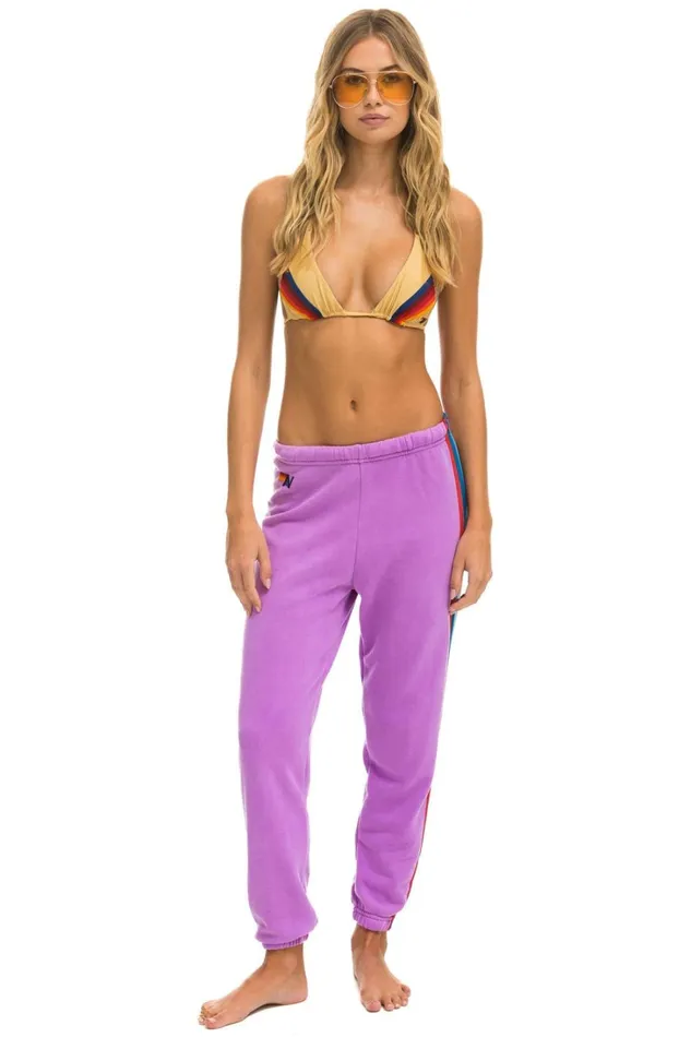 Women Bottoms Aviator Nation 5 STRIPE SWEATPANTS 8211 NEON PURPLE USA Women Bottoms Aviator Nation 5 STRIPE SWEATPANTS 8211 NEON PURPLE USA