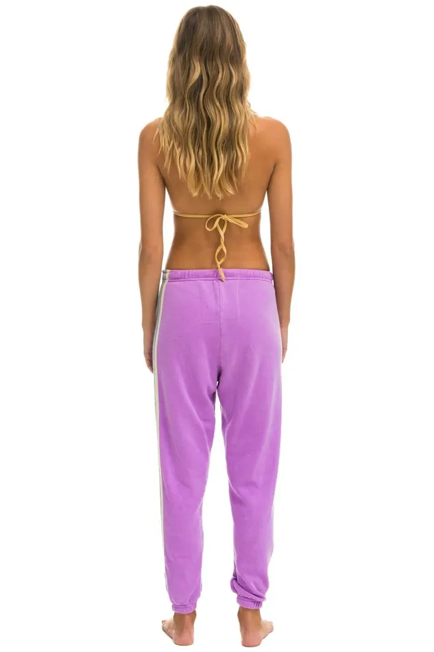 Women Bottoms Aviator Nation 5 STRIPE SWEATPANTS 8211 NEON PURPLE USA Women Bottoms Aviator Nation 5 STRIPE SWEATPANTS 8211 NEON PURPLE USA