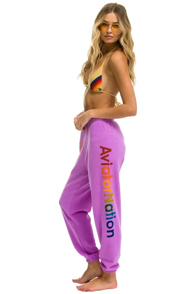 Women Bottoms Aviator Nation AVIATOR NATION SWEATPANTS 8211 NEON PURPLE