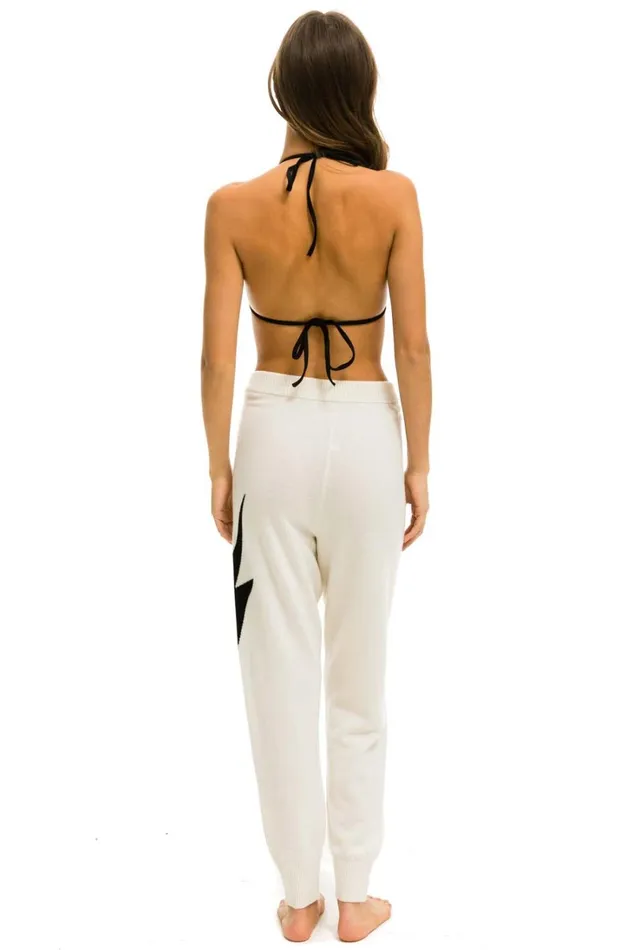 Women Bottoms Aviator Nation BOLT CASHMERE LIGHT SWEATER PANT 8211 VINTAGE WHITE BLACK BOLT Women Bottoms Aviator Nation BOLT CASHMERE LIGHT SWEATER PANT 8211 VINTAGE WHITE BLACK BOLT