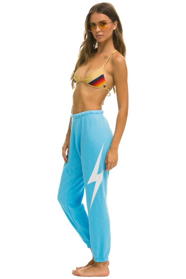 Women Bottoms Aviator Nation BOLT STITCH SWEATPANTS 8211 SKY WHITE