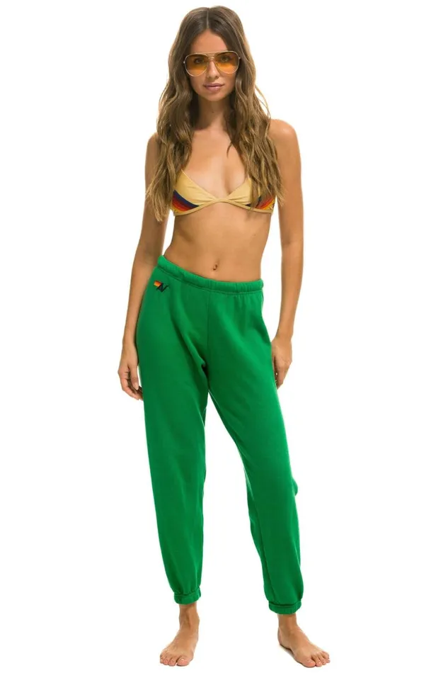 Women Bottoms Aviator Nation BOLT SWEATPANTS 8211 KELLY GREEN WHITE Women Bottoms Aviator Nation BOLT SWEATPANTS 8211 KELLY GREEN WHITE