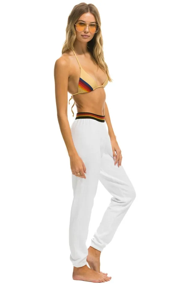 Women Bottoms Aviator Nation LOGO STRIPE SWEATPANTS 8211 WHITE Women Bottoms Aviator Nation LOGO STRIPE SWEATPANTS 8211 WHITE