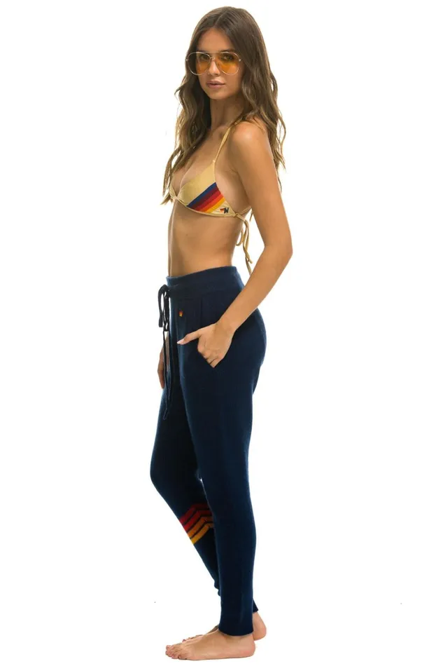 Women Bottoms Aviator Nation RAINBOW 4 STRIPE CASHMERE RELAXED FIT PANT 8211 MIDNIGHT