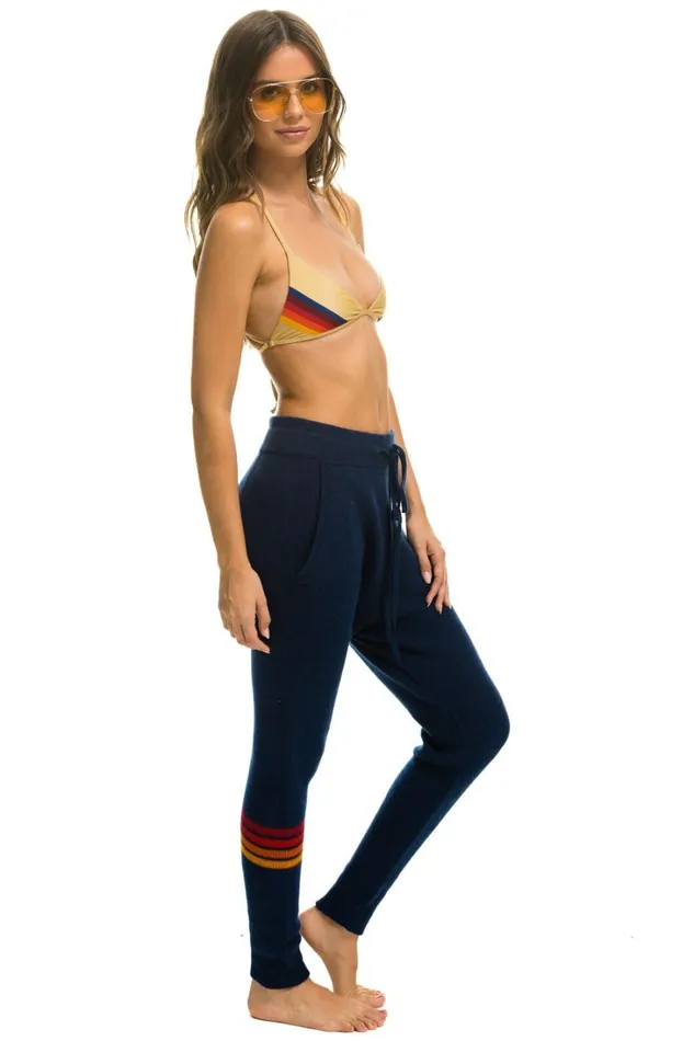 Women Bottoms Aviator Nation RAINBOW 4 STRIPE CASHMERE RELAXED FIT PANT 8211 MIDNIGHT