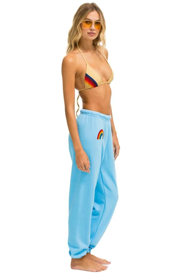 Women Bottoms Aviator Nation RAINBOW EMBROIDERY SWEATPANTS 8211 SKY Women Bottoms Aviator Nation RAINBOW EMBROIDERY SWEATPANTS 8211 SKY