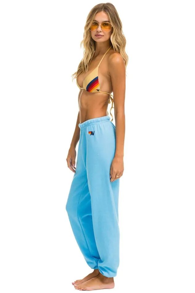 Women Bottoms Aviator Nation RAINBOW EMBROIDERY SWEATPANTS 8211 SKY Women Bottoms Aviator Nation RAINBOW EMBROIDERY SWEATPANTS 8211 SKY