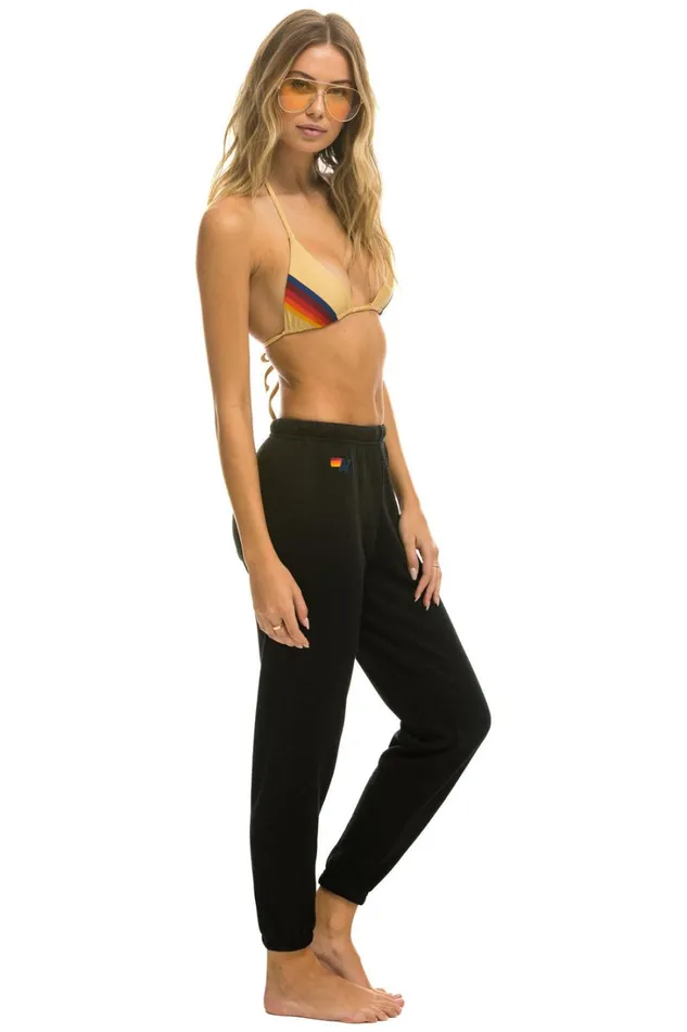 Women Bottoms Aviator Nation SMILEY 2 SWEATPANTS 8211 BLACK Women Bottoms Aviator Nation SMILEY 2 SWEATPANTS 8211 BLACK