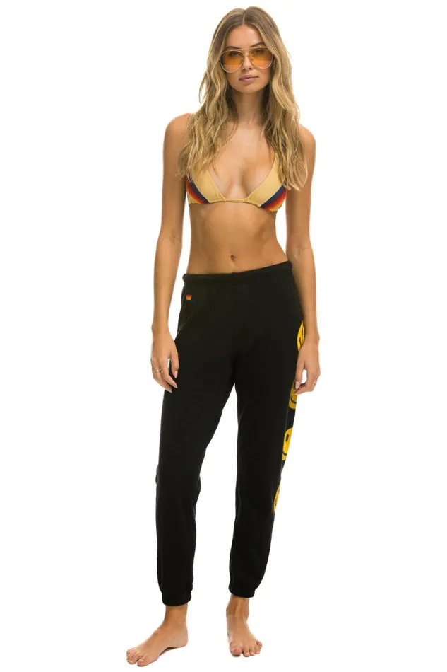 Women Bottoms Aviator Nation SMILEY 2 SWEATPANTS 8211 BLACK Women Bottoms Aviator Nation SMILEY 2 SWEATPANTS 8211 BLACK