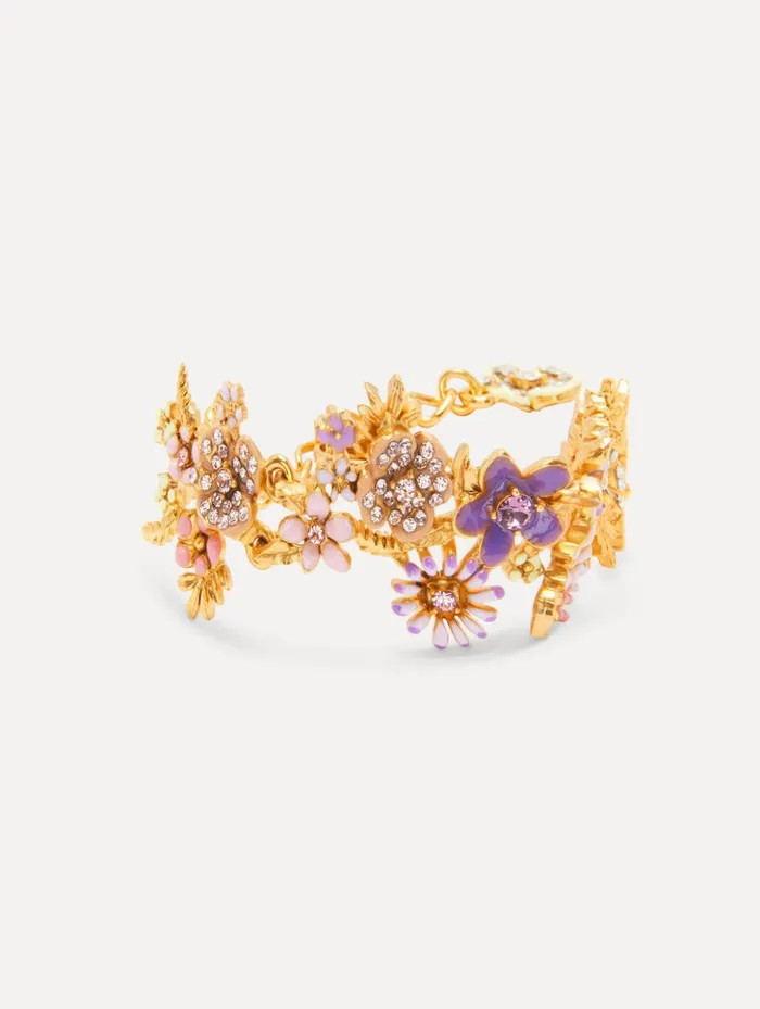 Women Bracelets Oscar De La Renta Enamel Flower Garden Bracelet Pink Multi