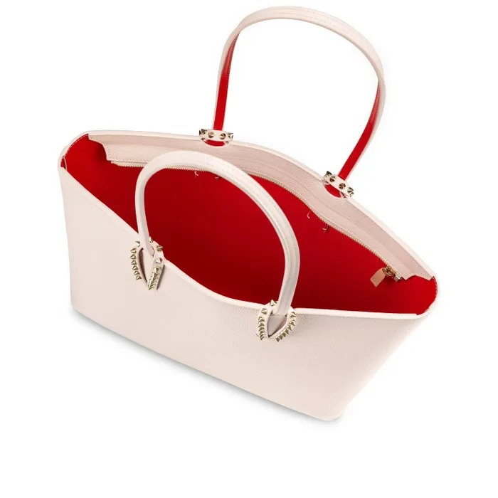 Women Cabata Tote Bag 8211 Grained Calf Leather 8211 Leche Christian Louboutin Totes