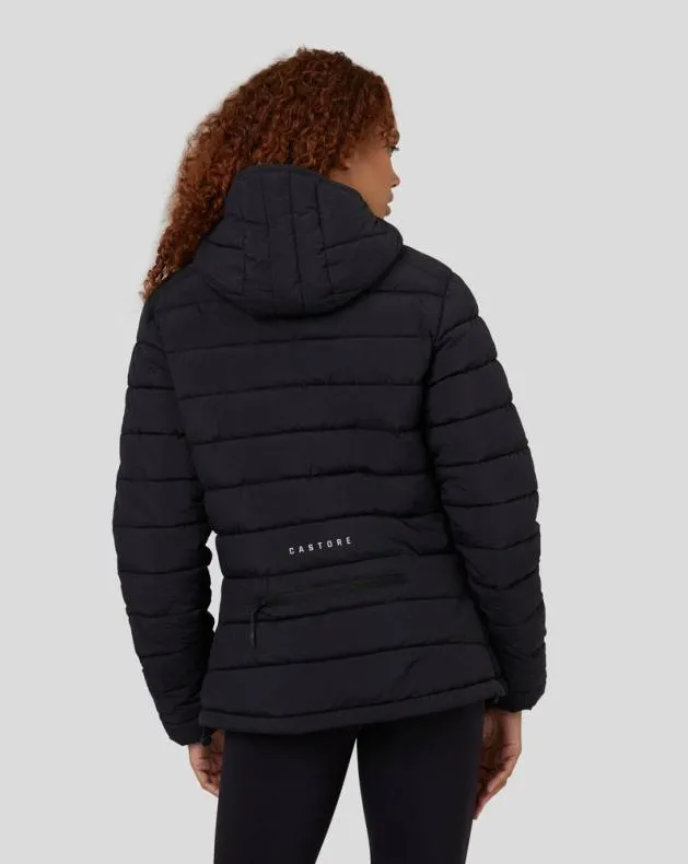 Women Castore Jackets Travel Long Sleeve Packable Quilt Hooded Jacket 8211 Black