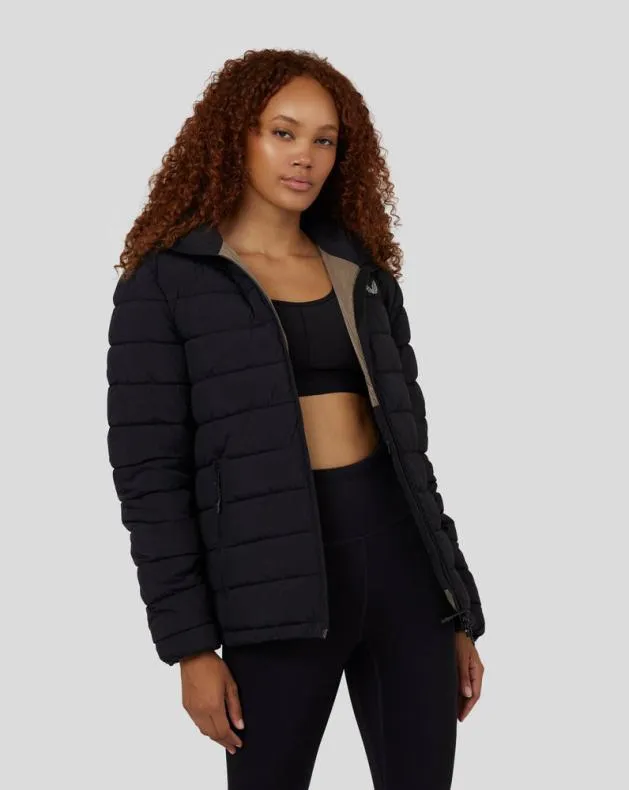 Women Castore Jackets Travel Long Sleeve Packable Quilt Hooded Jacket 8211 Black