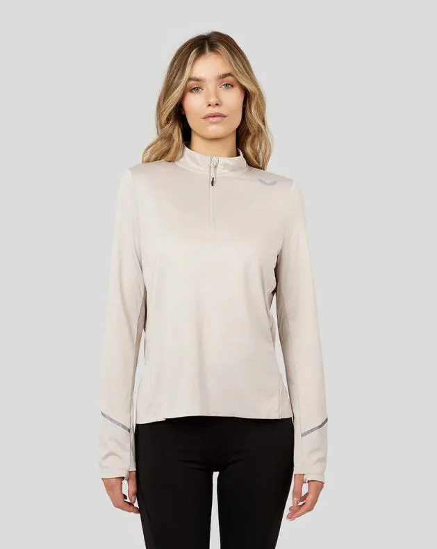 Women Castore Tops Light Long Sleeve Breeze Quarter Zip Midlayer Top 8211 Putty