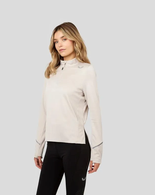 Women Castore Tops Light Long Sleeve Breeze Quarter Zip Midlayer Top 8211 Putty
