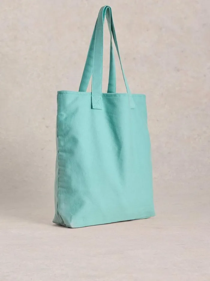 Women Charity Tote Bag Teal Print White Stuff Bags and Purses