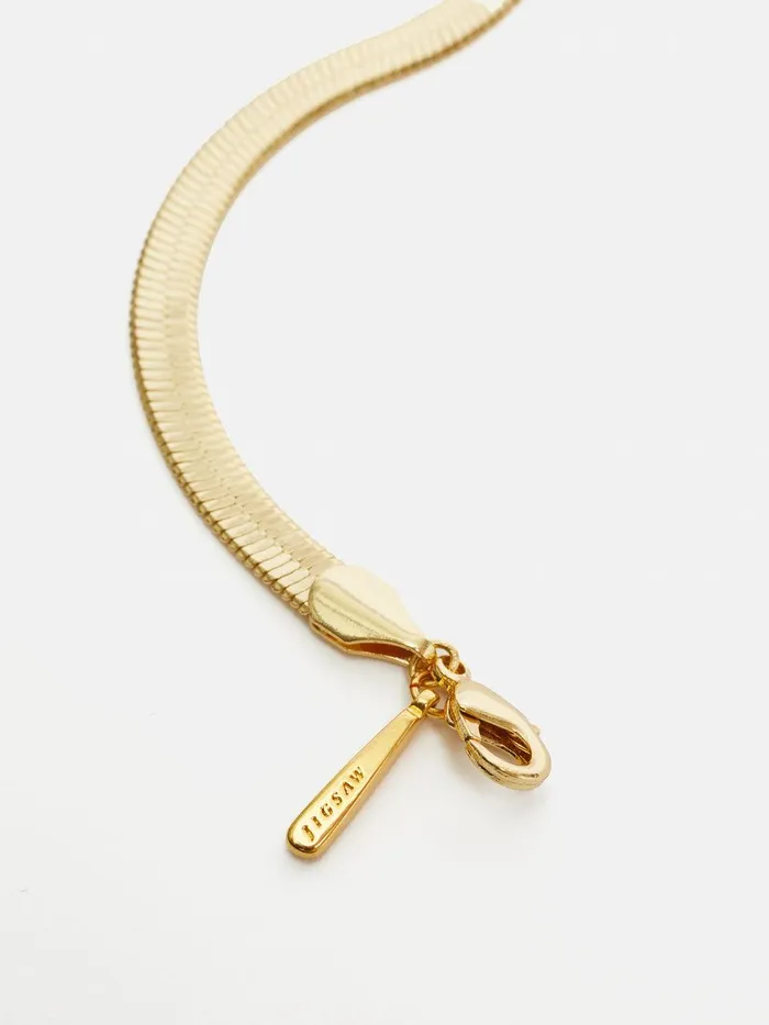 Women Chunky Snake Chain Bracelet Gold Jigsaw Jewellery