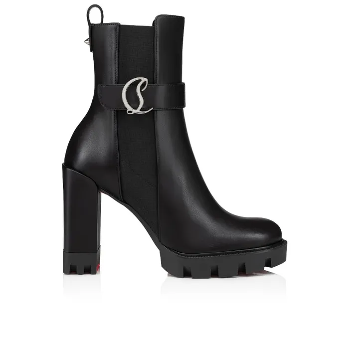 Women CL Chelsea Lug 100 Mm Low Boots 8211 Calf Leather 8211 Black Christian Louboutin Boots