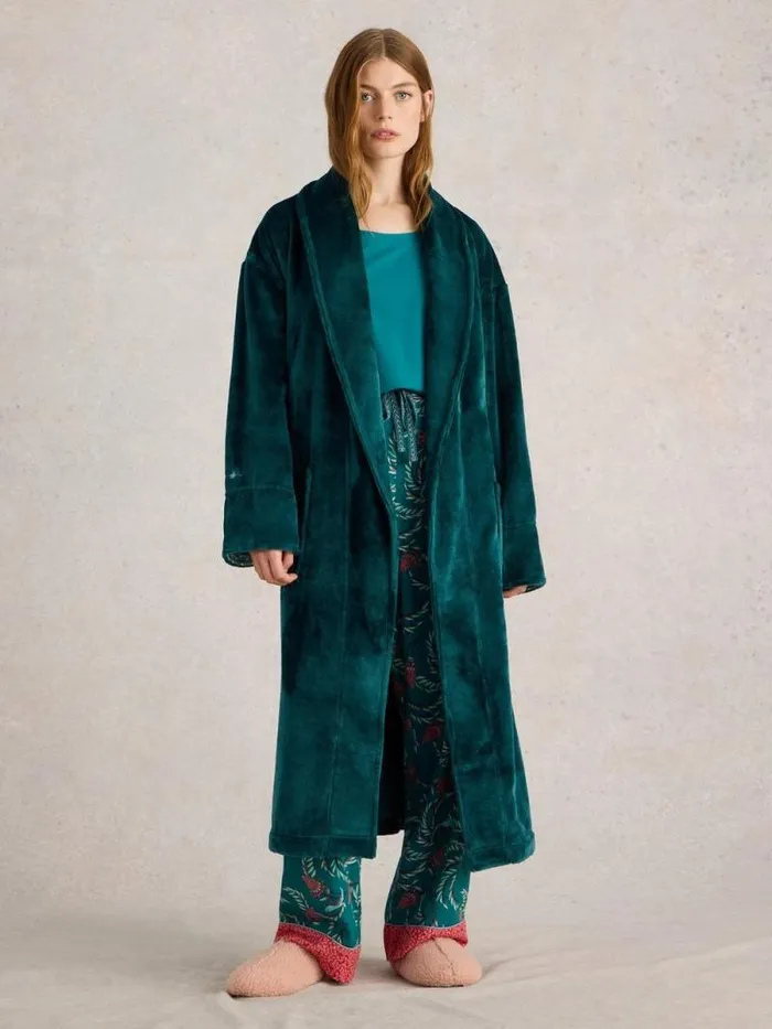 Women Clover Cosy Dressing Gown Mid Teal White Stuff Dressing Gowns