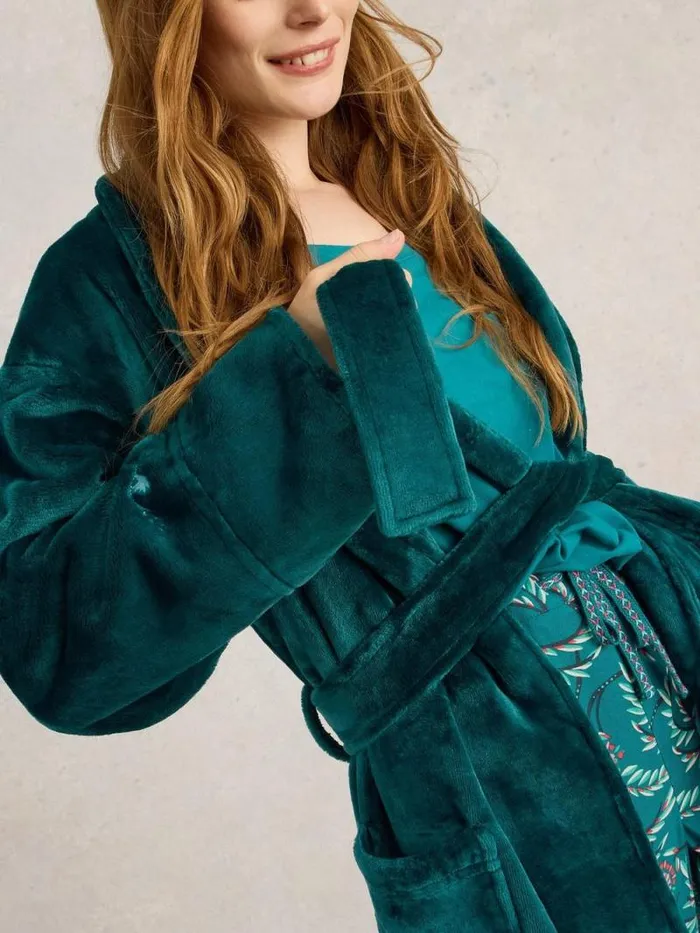 Women Clover Cosy Dressing Gown Mid Teal White Stuff Dressing Gowns
