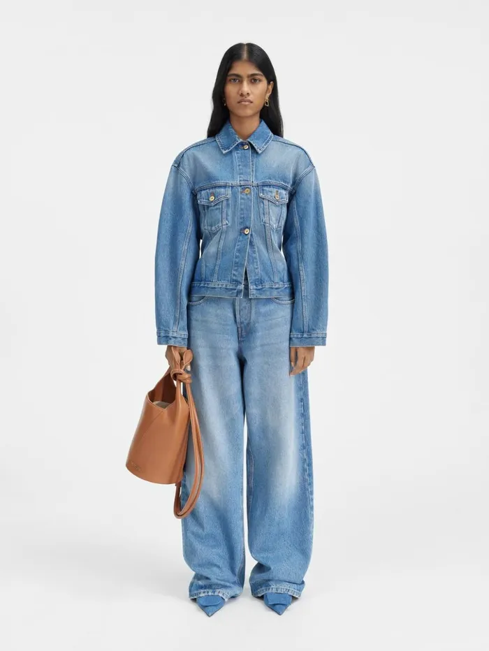 Women Coats and Jackets JACQUEMUS The Denim DeNmes Jacket Bluetabac