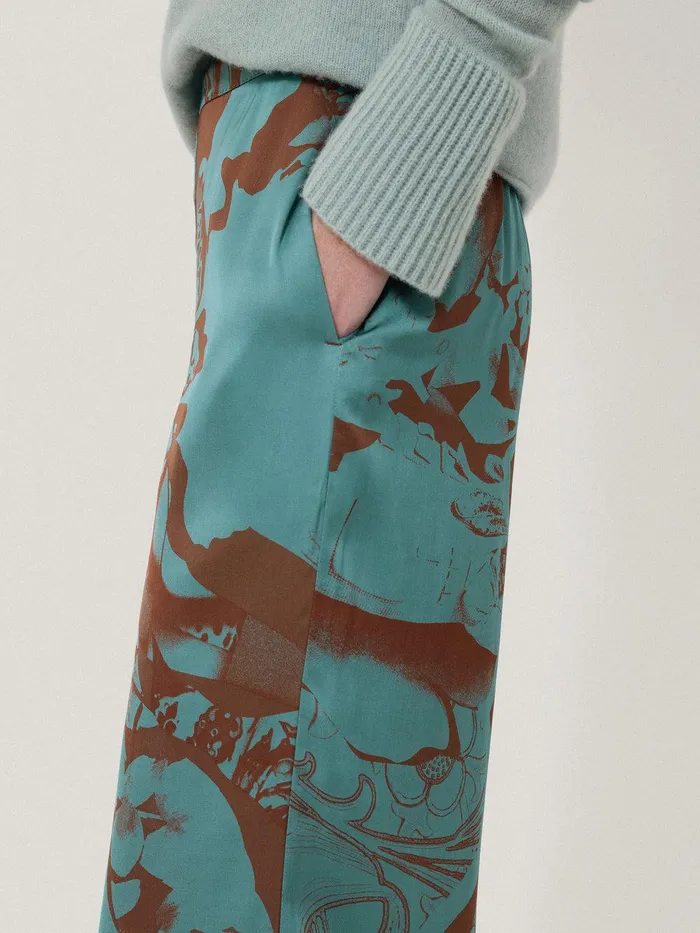 Women Collage Stitch Detail Trouser Blue Jigsaw Trousers