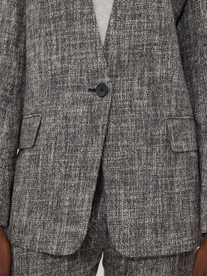 Women Collarless Boucle Jacket Grey Jigsaw Coats and Jackets