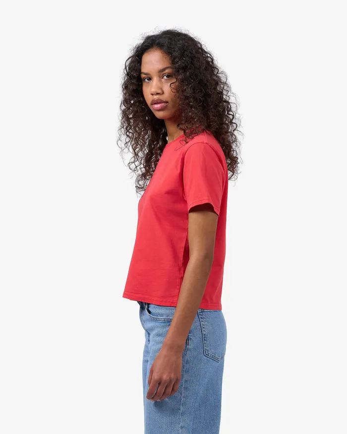 Women Colorfulstandard Organic Boxy Crop Tee 8211 Magenta Blaze TShirts