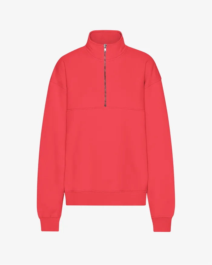 Women Colorfulstandard Organic Quarter Zip 8211 Red Tangerine Quarter Zips