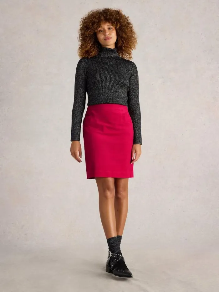 Women Coral Velvet Skirt Bright Pink White Stuff Skirts