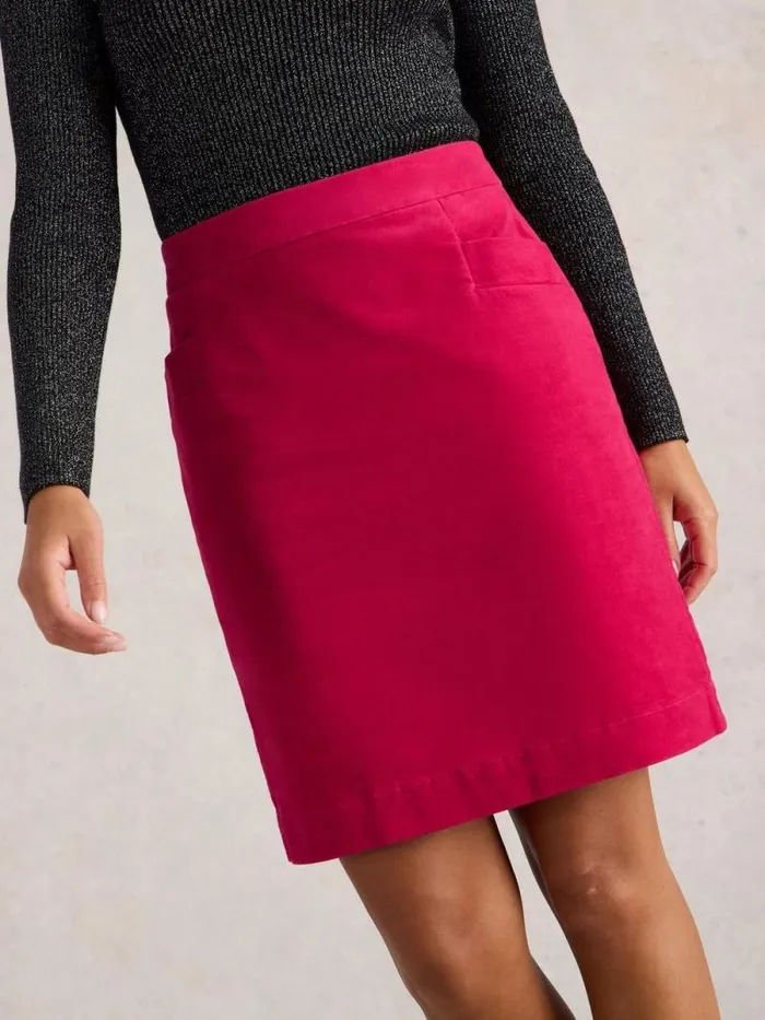 Women Coral Velvet Skirt Bright Pink White Stuff Skirts