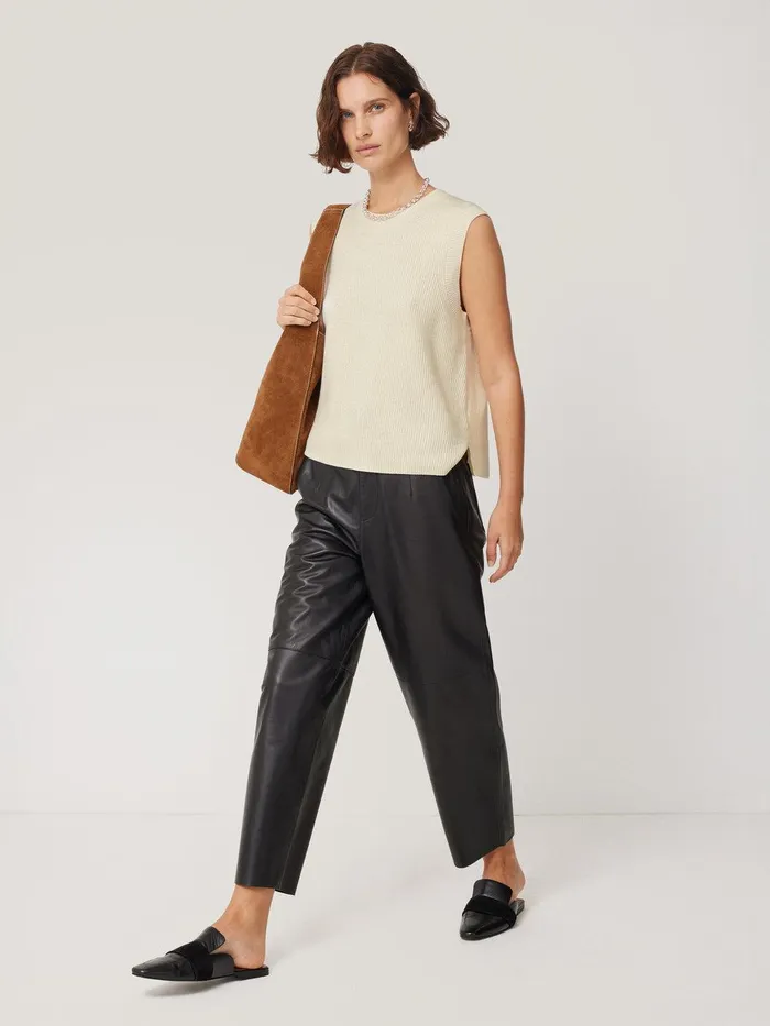 Women Cotton Blend Crew Tank Ivory Jigsaw Knitwear and Cashmere
