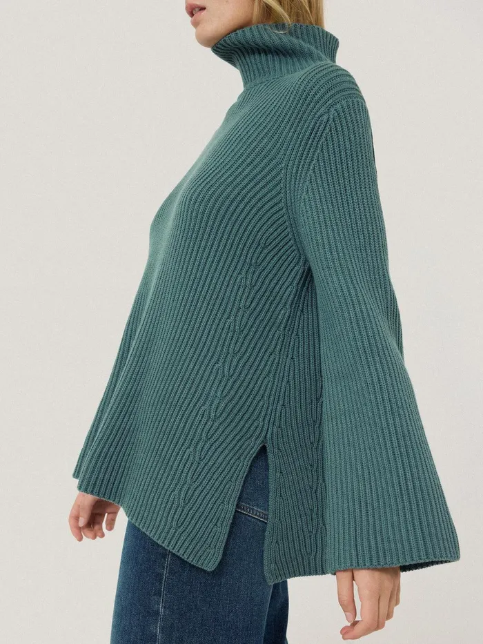 Women Cotton Blend Faroe Fishermans Blue Jigsaw Knitwear and Cashmere